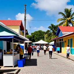 Caribbean Holidays, Trinidad May Holidays, Colourful Port of Spain street scene in Trinidad, with local food stalls, lively Caribbean atmosphere and tropical surroundings
