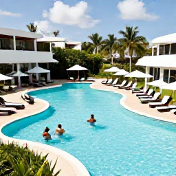 Caribbean Holidays, Trinidad May Holidays, Guests enjoying a modern all-inclusive resort pool in Trinidad, with sun loungers, tropical gardens and a relaxed holiday atmosphere