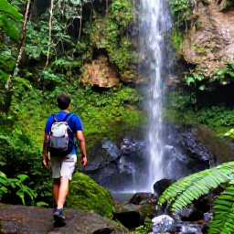 Caribbean Holidays, Trinidad Nature Holidays, Hiker walking through the Matura rainforest towards a secluded waterfall in Trinidad