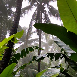 Caribbean Holidays, Trinidad Nature Holidays, Lush Trinidad rainforest in April, with tall palms, broad tropical leaves and soft morning light after a brief shower