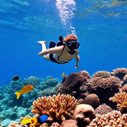 Caribbean Holidays, Trinidad Nature Holidays, Traveller snorkelling above a vibrant coral reef in Tobago, with tropical fish and clear blue Caribbean water