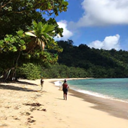 Caribbean Holidays, Trinidad October Adventures, Travellers exploring a quiet beach and tropical forest in Tobago during a bright October day