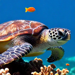 Caribbean Holidays, Trinidad Scuba Diving, Close-up underwater photograph of a sea turtle, tropical fish and coral reef in Trinidad and Tobago