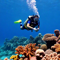 Caribbean Holidays, Trinidad Scuba Diving, Scuba diver exploring a colourful coral reef in clear tropical water off Trinidad, Trinidad and Tobago
