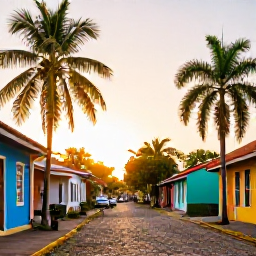Caribbean Holidays, Trinidad Solo Holidays, Colourful Port of Spain street scene in February with palm trees, local shops and warm Caribbean sunlight