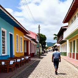 Caribbean Holidays, Trinidad Solo Holidays, Colourful Port of Spain street with local caf&eacute;s, historic buildings and a solo traveller exploring in daylight