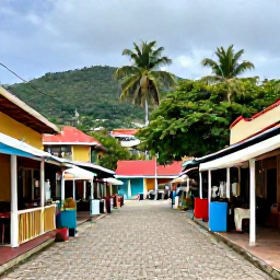 Caribbean Holidays, Trinidad Solo Holidays, Colourful Port of Spain street with local caf&eacute;s, market stalls and tropical scenery, suitable for a solo traveller exploring Trinidad