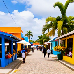 Caribbean Holidays, Trinidad Solo Holidays, Colourful Port of Spain street with local market stalls, tropical plants and relaxed Caribbean atmosphere