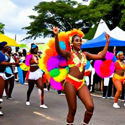 Caribbean Holidays, Trinidad Solo Holidays, Colourful Trinidad Carnival street parade in Port of Spain with dancers in bright costumes, music and welcoming crowds
