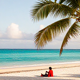 Caribbean Holidays, Trinidad Solo Holidays, Solo traveller relaxing on a quiet Caribbean beach in Trinidad, with palm trees, clear turquoise water and warm afternoon light