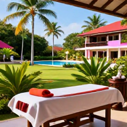 Caribbean Holidays, Trinidad Spa Breaks, Relaxing luxury spa treatment in a bright tropical resort in Trinidad, with natural greenery and calm Caribbean colours