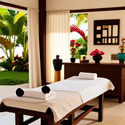 Caribbean Holidays, Trinidad Spa Breaks, Relaxing spa treatment in a stylish tropical resort in Trinidad, with warm natural light, fresh flowers and calming Caribbean surroundings