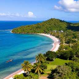 Caribbean Holidays, Trinidad Tobago January, Aerial view of Trinidad and Tobago with bright blue Caribbean sea, green rainforest and sandy beaches