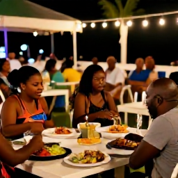 Caribbean Holidays, Trinidad Tobago May, Friendly Caribbean evening with local food, music and outdoor dining in Trinidad and Tobago