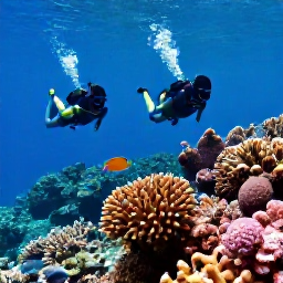 Caribbean Holidays, Trinidad Tobago May, Snorkellers viewing colourful coral and tropical fish in clear Tobago water during a Caribbean holiday
