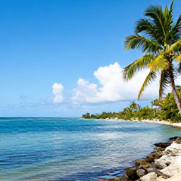 Caribbean Holidays, Trinidad Tobago September, A bright Caribbean coastline in Trinidad and Tobago during September, with calm blue water, palm trees and a relaxed holiday atmosphere