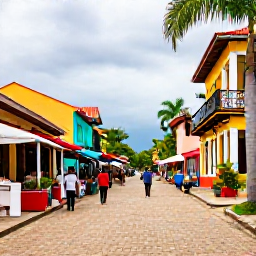 Caribbean Holidays, Trinidad Tobago September, Colourful Port of Spain street scene with local markets, colonial architecture, tropical plants and people enjoying Trinidadian culture