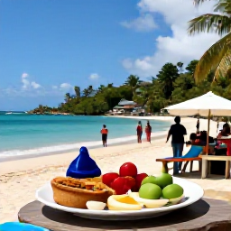 Caribbean Holidays, Trinidad Tobago September, Friendly Caribbean travel scene in Trinidad and Tobago, showing local food, tropical scenery and visitors enjoying a relaxed September holiday