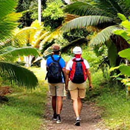 Caribbean Holidays, Trinidad Walking Holidays, A friendly local guide leading a small group of walkers through tropical Trinidad countryside