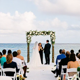 Caribbean Holidays, Trinidad Wedding, An elegant seaside wedding ceremony beneath a decorated arch, with guests overlooking the blue sea in Tobago
