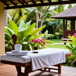 Caribbean Holidays, Trinidad Wellness, A tranquil spa treatment on a shaded veranda overlooking lush tropical gardens in Trinidad and Tobago