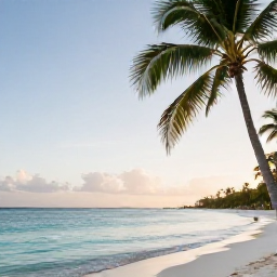 Caribbean Holidays, Trinidad Wellness May, Relaxing tropical beach in Trinidad and Tobago during May, with calm turquoise water, palm trees and soft morning light