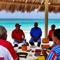 Caribbean Holidays, Turks and Caicos August, Turks and Caicos cultural excursion with visitors meeting local residents, visiting a craft stall and viewing turquoise water