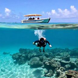 Caribbean Holidays, Turks and Caicos Cruises, A snorkelling excursion in clear Caribbean water near Grand Turk, with colourful tropical fish and a small boat above the reef