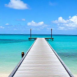 Caribbean Holidays, Turks and Caicos Instagram Hotspots, Wooden jetty extending into vivid turquoise sea at Smith's Reef near Providenciales, Turks and Caicos