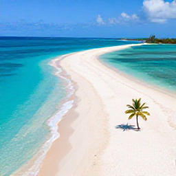 Caribbean Holidays, Turks and Caicos Instagram Spots, Aerial view of Grace Bay Beach in Turks and Caicos with bright turquoise water, white sand and a lone palm tree