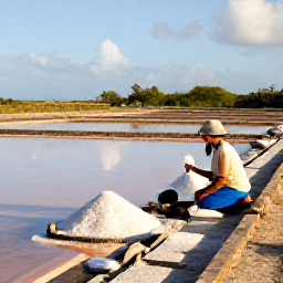 Caribbean Holidays, Turks and Caicos January, Visitor learning traditional salt-making history beside shallow salt ponds on Grand Turk, with warm January sunlight