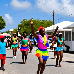 Caribbean Holidays, Turks and Caicos July, Colourful Junkanoo-style parade with dancers, musicians and island families in the streets of Turks and Caicos during July