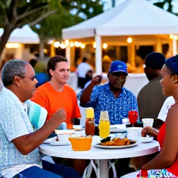 Caribbean Holidays, Turks and Caicos March, Travellers enjoying a relaxed cultural evening with local music and food in Turks and Caicos