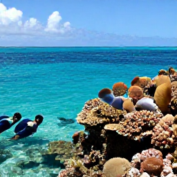 Caribbean Holidays, Turks and Caicos Nature, Snorkellers viewing colourful coral reef, tropical fish and clear shallow water near Providenciales in January