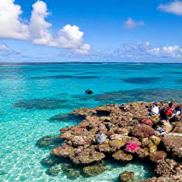 Caribbean Holidays, Turks and Caicos November, Visitors snorkelling above a colourful coral reef in clear shallow water near Providenciales, Turks and Caicos, in November sunshine