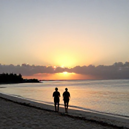 Caribbean Holidays, Turks and Caicos Walks, A relaxed sunset scene on a Turks and Caicos beach, with walkers beside calm water and warm evening light
