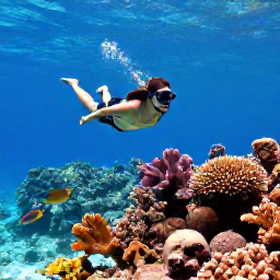 Caribbean Holidays, Turks Caicos Adventures, Snorkellers swimming above a colourful coral reef with tropical fish in clear shallow water near Turks and Caicos