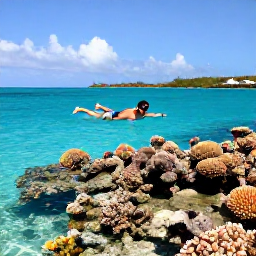 Caribbean Holidays, Turks Caicos All-Inclusive, Visitors snorkelling above a colourful coral reef in clear shallow water near Turks and Caicos