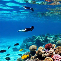 Caribbean Holidays, Turks Caicos April, Snorkellers exploring a colourful coral reef in clear Turks and Caicos water, with tropical fish and sunlight beneath the surface