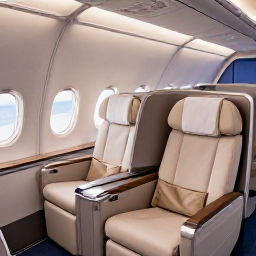 Caribbean Holidays, Turks Caicos Business Class, Elegant business class cabin with spacious reclining seats, soft lighting and Caribbean-inspired details