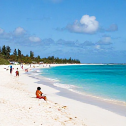 Caribbean Holidays, Turks Caicos Business Class, Long white beach, clear turquoise sea and relaxed visitors enjoying the March sunshine on Grace Bay, Providenciales