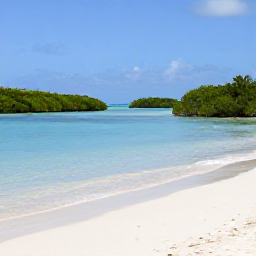 Caribbean Holidays, Turks Caicos February, Peaceful white sand beach and mangrove-lined lagoon on a quiet Turks and Caicos island during a sunny February day