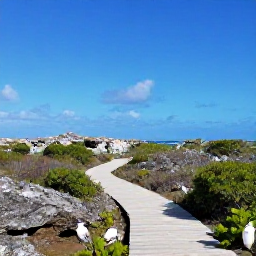 Caribbean Holidays, Turks Caicos February, Quiet coastal nature reserve in Turks and Caicos with limestone landscape, native shrubs, seabirds and a walking trail under blue skies