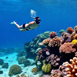 Caribbean Holidays, Turks Caicos February, Snorkeller exploring a colourful coral reef near Grace Bay, Turks and Caicos, with tropical fish and clear shallow water
