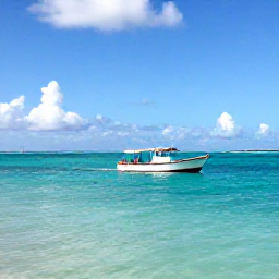 Caribbean Holidays, Turks Caicos Fishing, A small fishing boat heading across clear turquoise water near Providenciales, Turks and Caicos, under a bright Caribbean sky