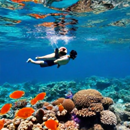 Caribbean Holidays, Turks Caicos Honeymoons, Couple snorkelling above a colourful coral reef in clear Caribbean water near Turks and Caicos