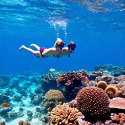 Caribbean Holidays, Turks Caicos Honeymoons, Couple snorkelling above colourful coral reef with tropical fish in the clear waters of Turks and Caicos