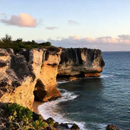 Caribbean Holidays, Turks Caicos Instagram, Dramatic rocky coastline and limestone cliffs at West Caicos or Chalk Sound, Turks and Caicos, photographed in golden evening light