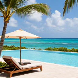 Caribbean Holidays, Turks Caicos Spas, A tranquil luxury spa overlooking a turquoise Caribbean sea on Providenciales in July