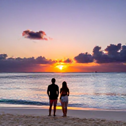 Caribbean Holidays, Turks Caicos Tours, A couple watching a colourful sunset from a quiet beach in Providenciales, Turks and Caicos
